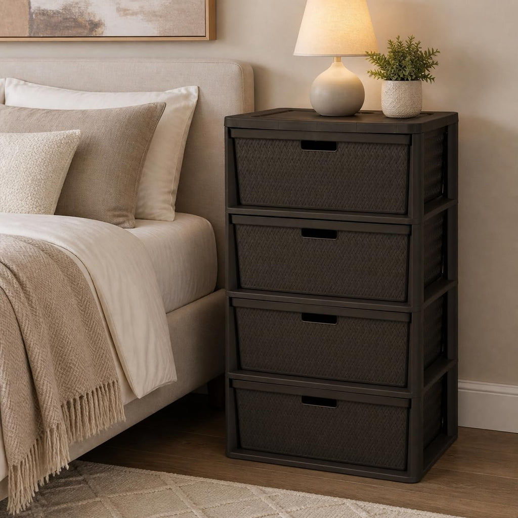 Brown 4 Drawer Plastic Storage Drawers B782