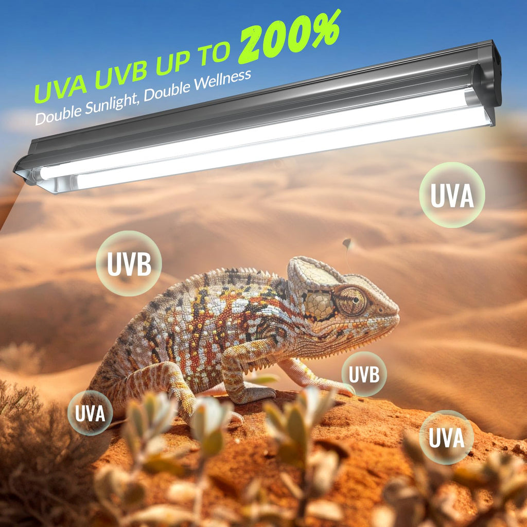 24W 10.0 T5 UVB Reptile Light Fixture Combo Kit 22inch Terrarium Hood K599090