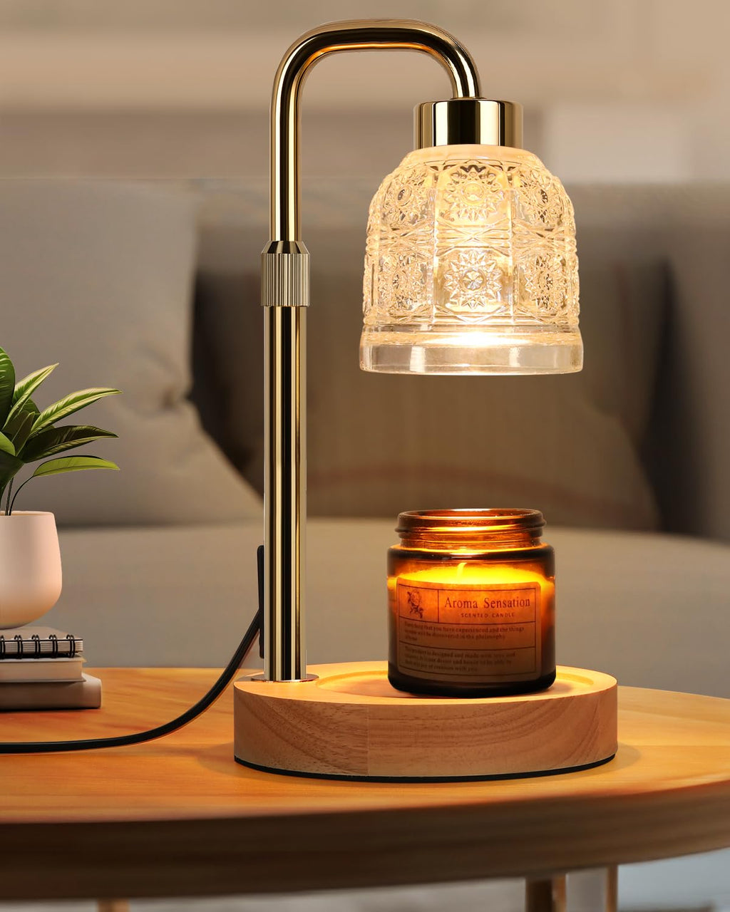 Candle Warmer Lamp with Timer, Gold I785077
