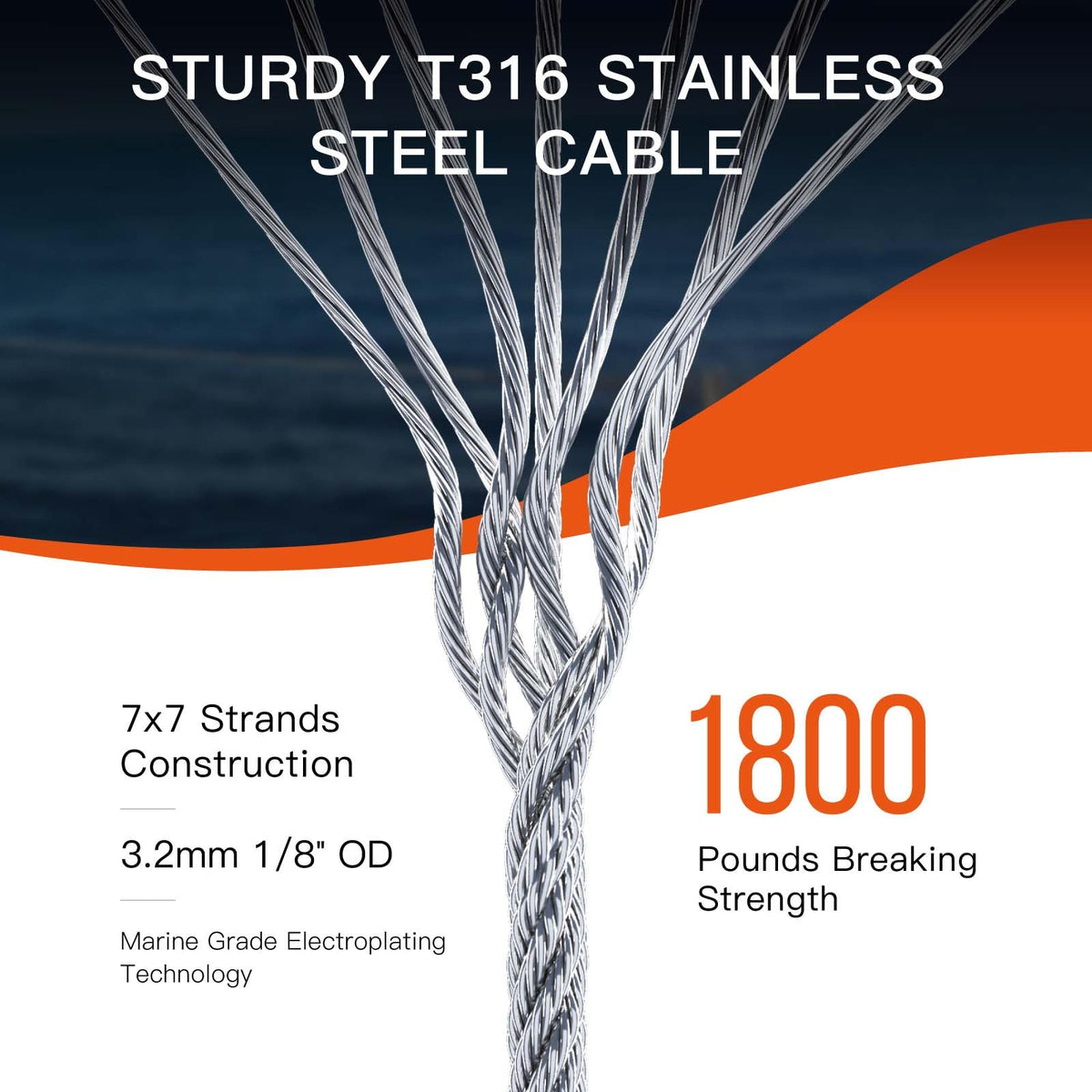 1/8" T316 Stainless Steel Cable R473994