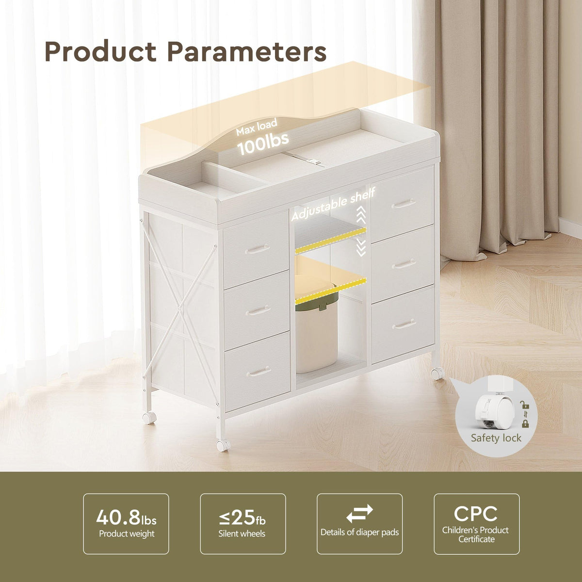 White 6 Drawer Dresser F638