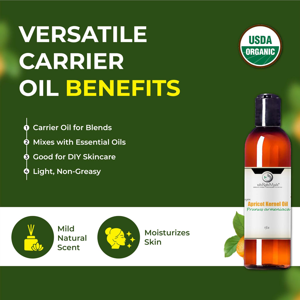 Cold Pressed Apricot Kernel Carrier Oil 4 Fl Oz O1432