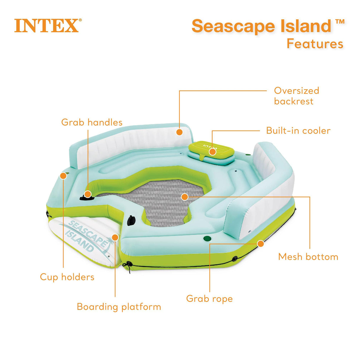 Inflatable Island Float with Built In Cooler and Cup Holder K135420