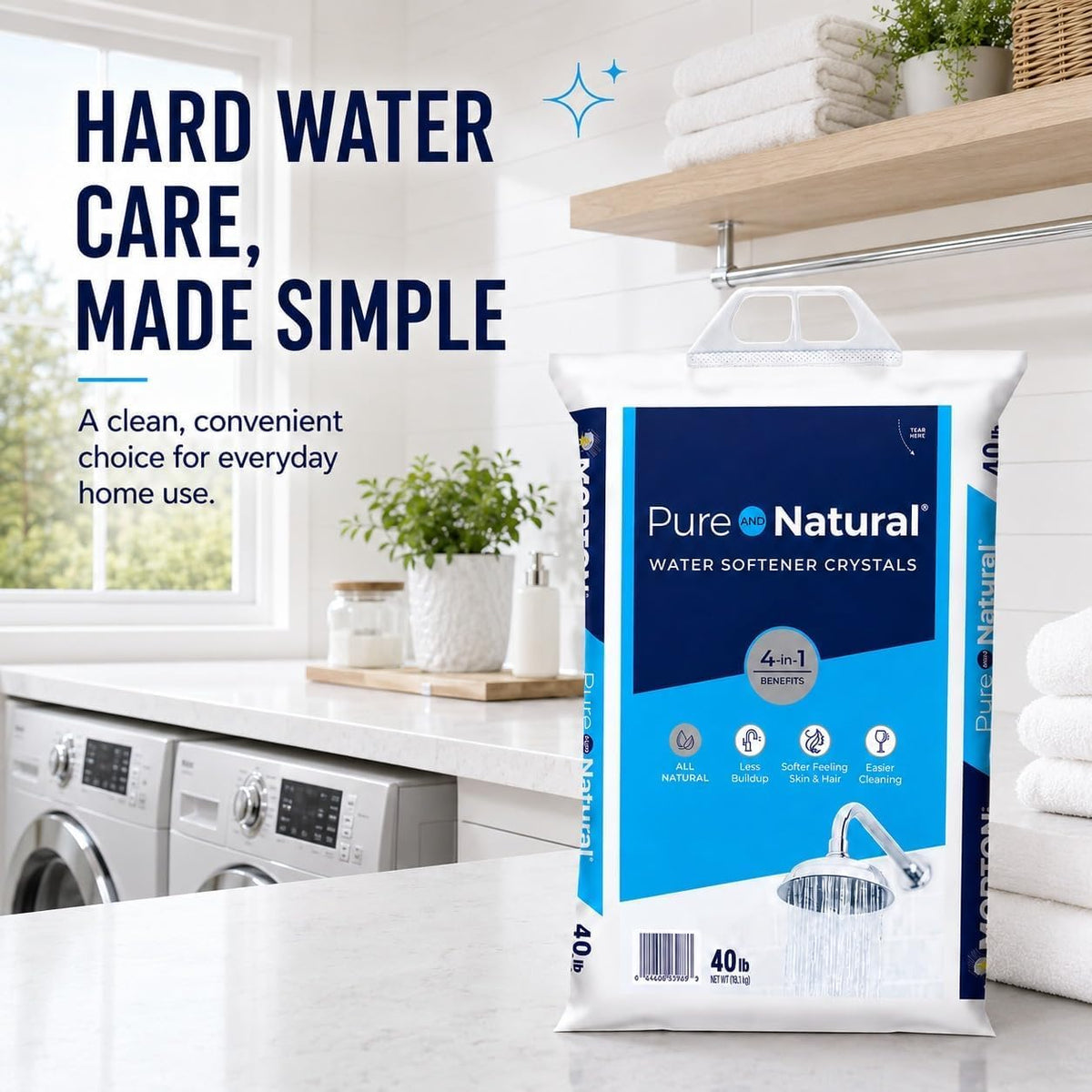 Natural Water Softener Salt Crystals 40 lb Bag 3 Pack F4910