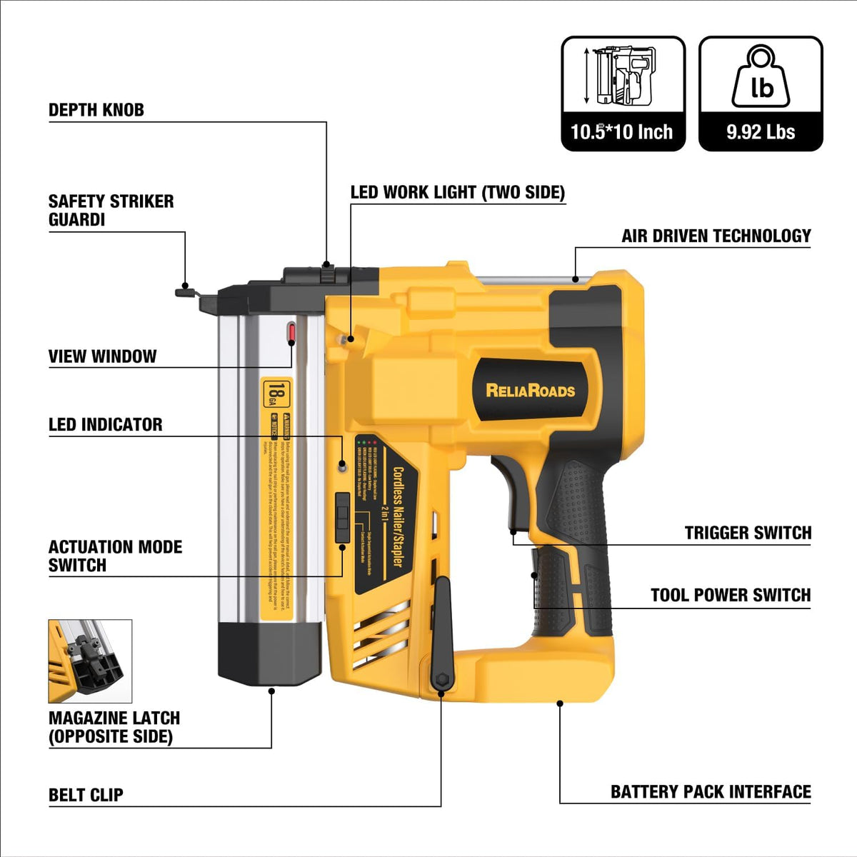 2-in-1 18GA Cordless Brad Nailer Stapler X780182
