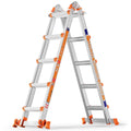Telescoping A Frame Ladder, 17FT Multi Position Ladder with Stabilizer Bar & Wheels D28372