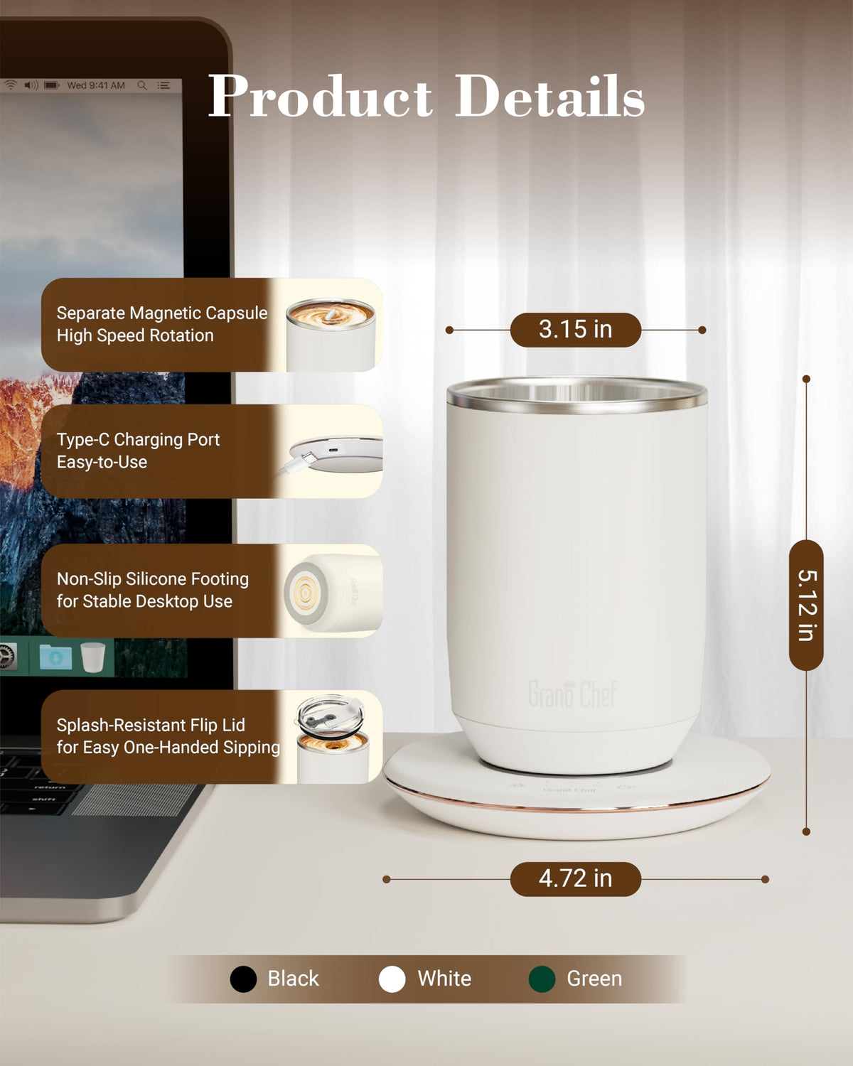 Self-Heating 10oz Temperature Controlled Coffee Mug with Dripper A512570