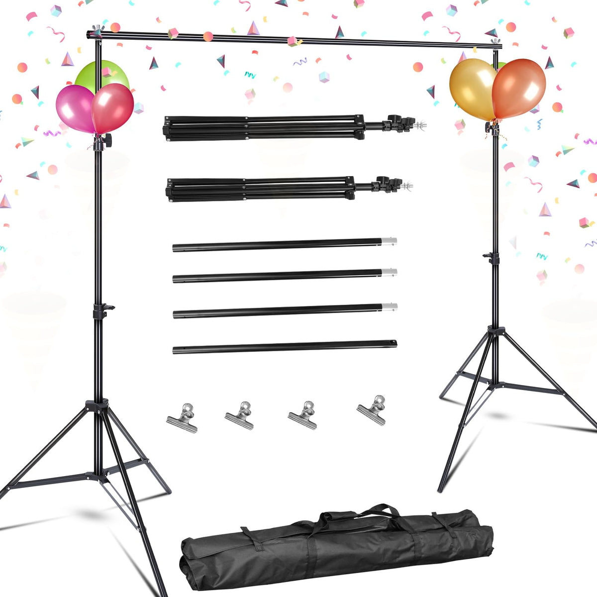 10ft Adjustable Backdrop Stand Kit with Clamps & Carry Bag S6086