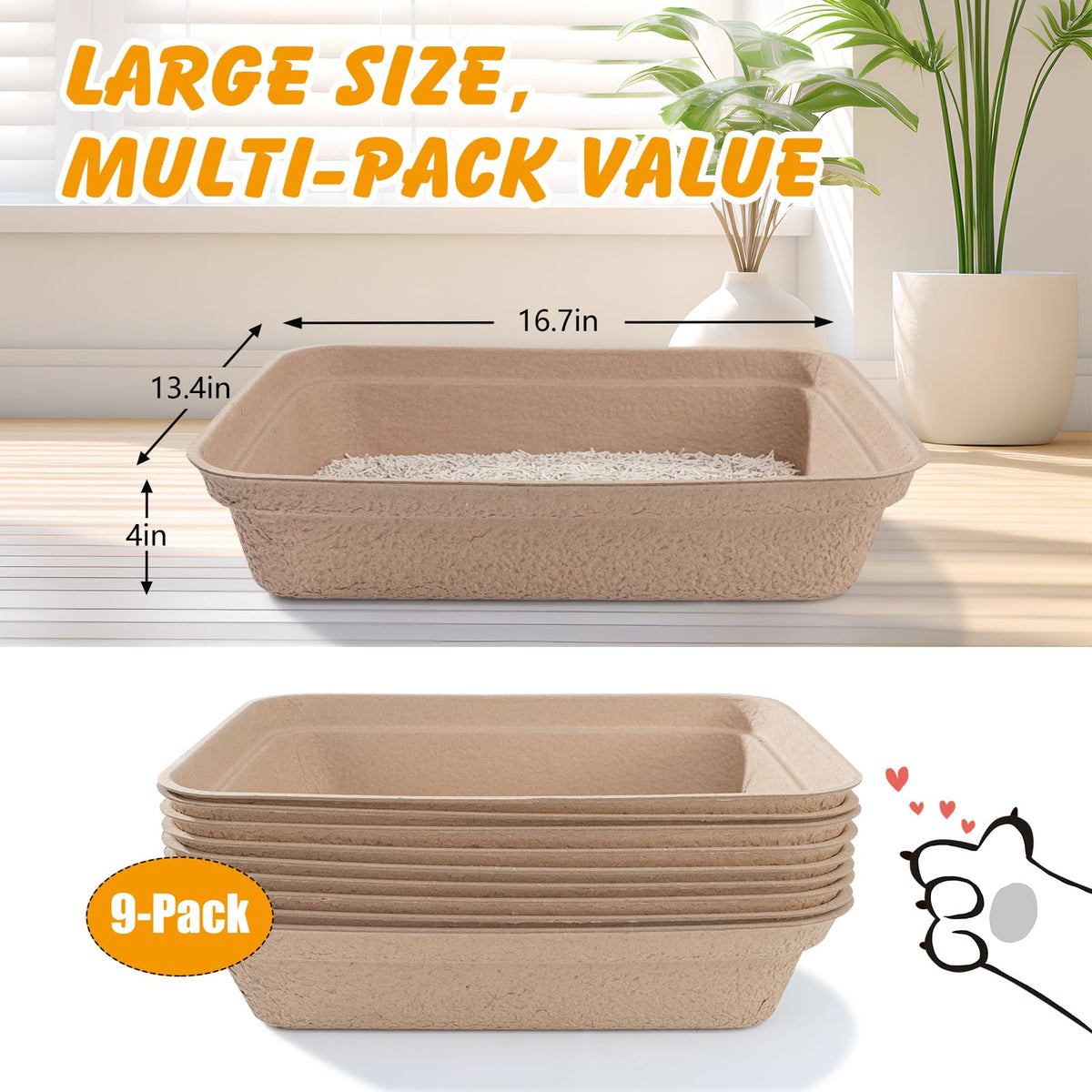 Disposable Cat Litter Box 9-Pack K95279