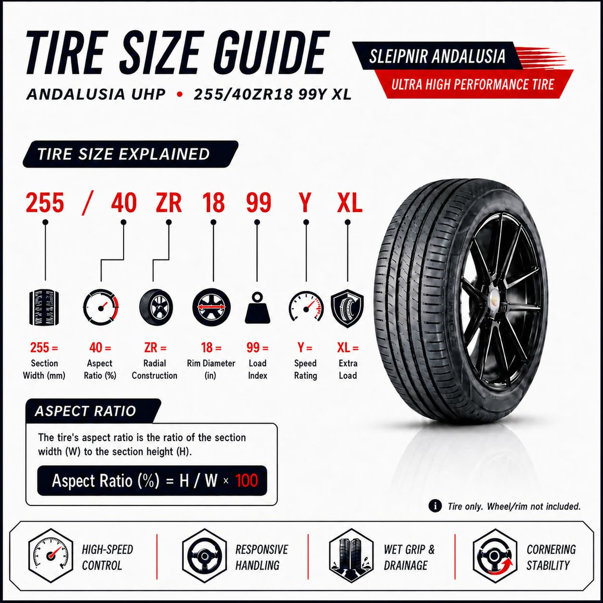 225/40ZR18 92Y XL Ultra High Performance All Season Tires A740361