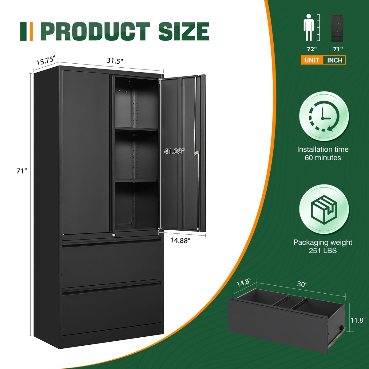 Metal 2 Drawer File Cabinet with Lock F471344