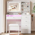 White Vanity Desk Set with Glass Desktop A116692