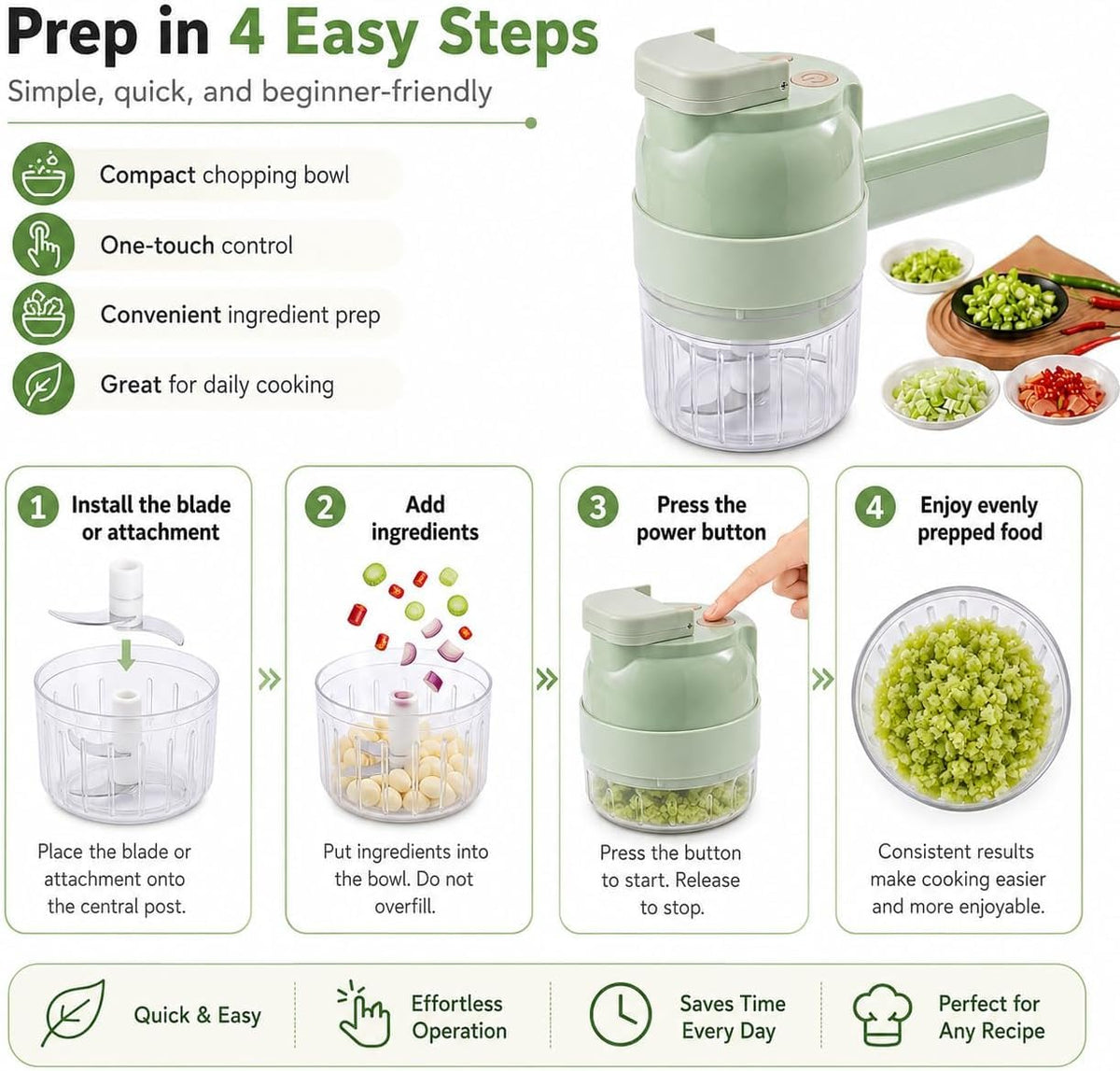 4 in 1 Handheld Electric Vegetable Chopper W574074