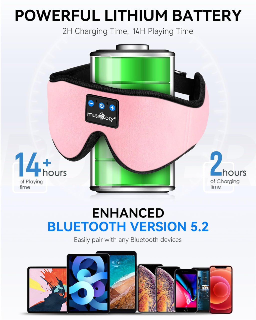 3D Bluetooth Sleep Mask with HD Stereo Sound, 2 Packs I121