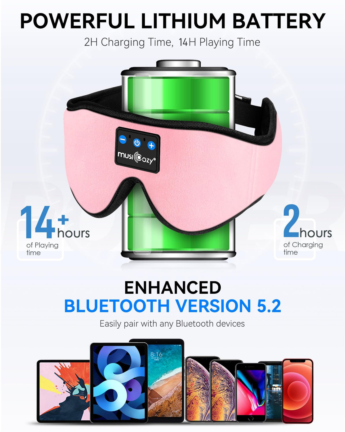 3D Bluetooth Sleep Mask with HD Stereo Sound, 2 Packs I121