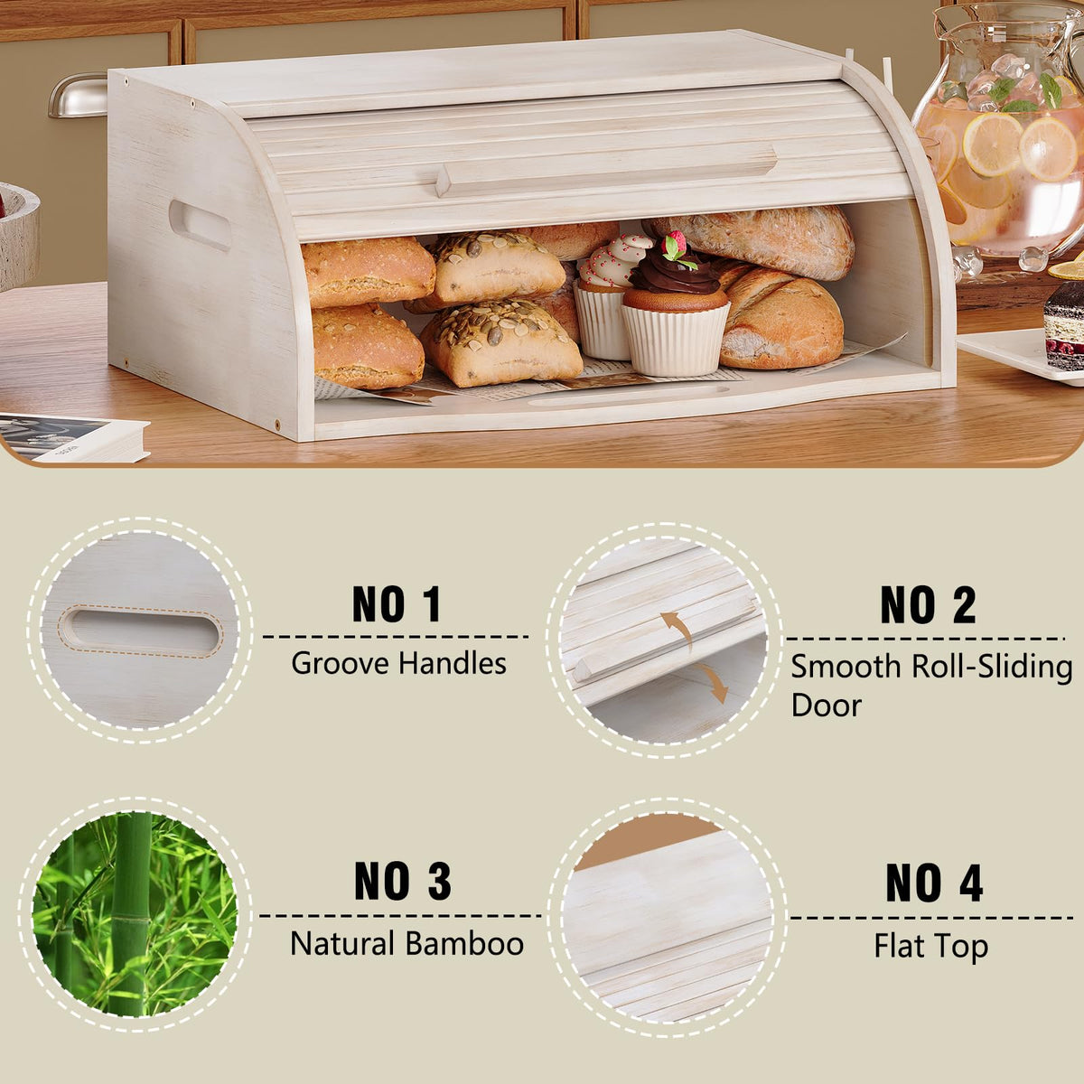 Bamboo Roll Top Bread Box U10681