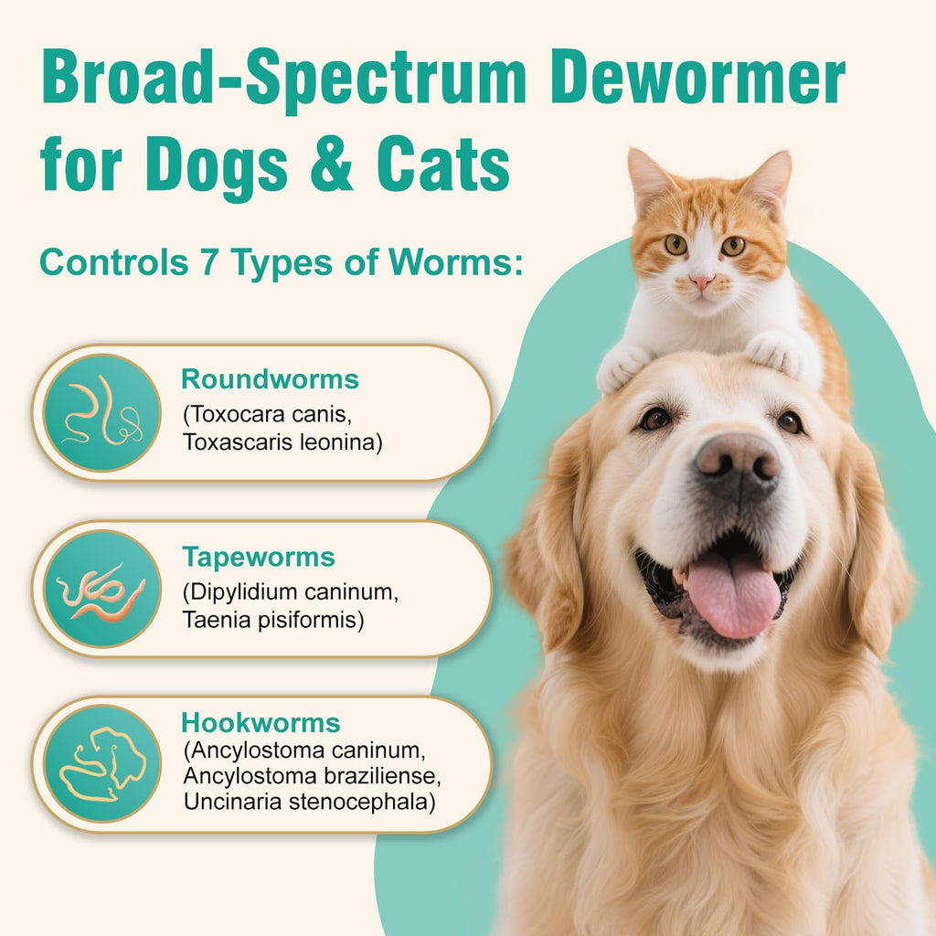3-Way Dewormer for Dogs & Cats with Praziquantel & Pyrantel Pamoate E197