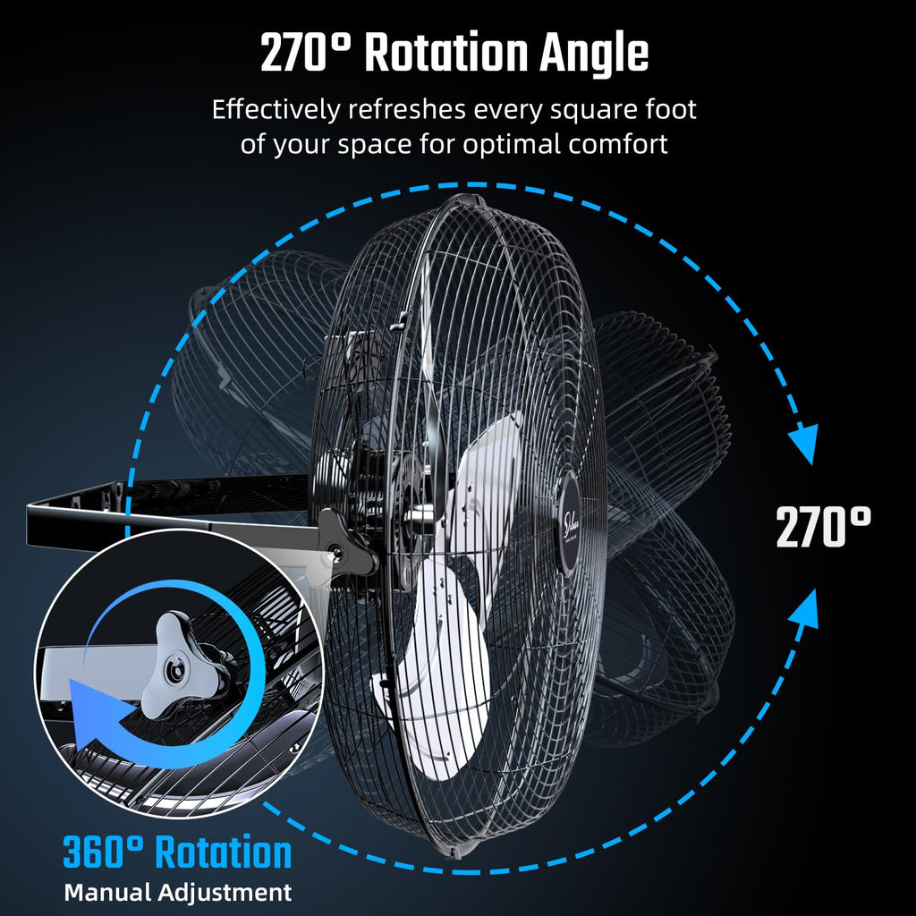 20 Inch 3 Speed Black Wall-Mount Fan U599