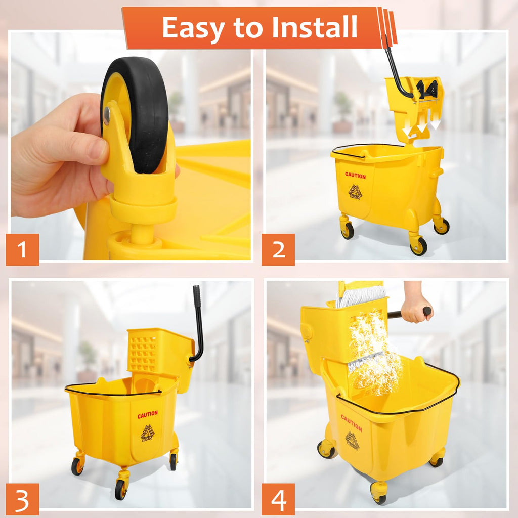35 Qt Mop Bucket with Side-Press Wringer on Wheels N8877