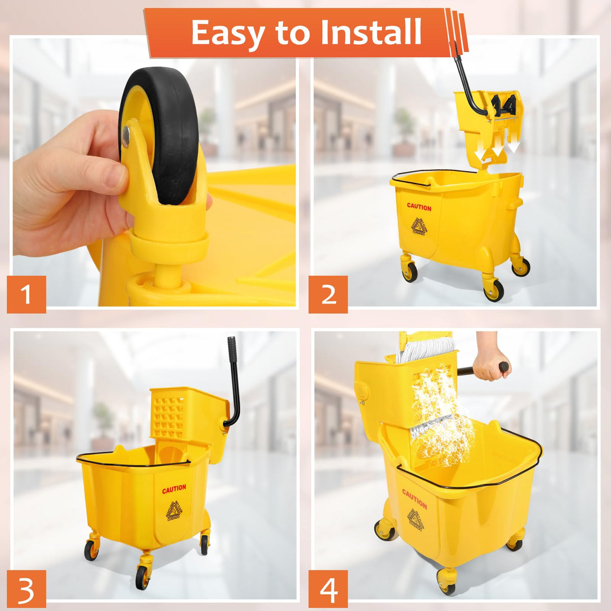 35 Qt Mop Bucket with Side-Press Wringer on Wheels N8877