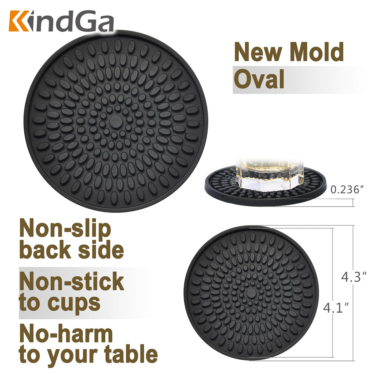 Silicone Coasters Set of 8 Black V669