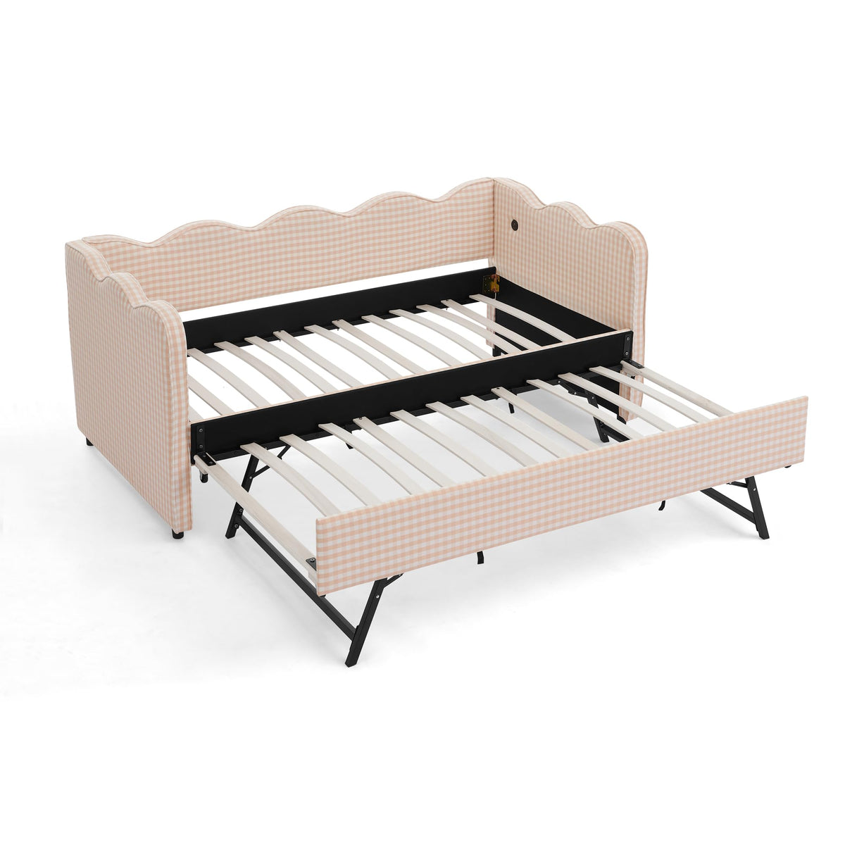 Pink Twin Size Gingham Daybed with Trundle Q715