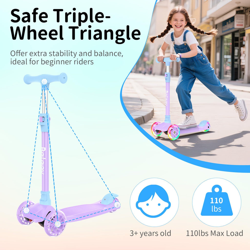 3 Wheel Kick Scooter with Light up Wheels H81064