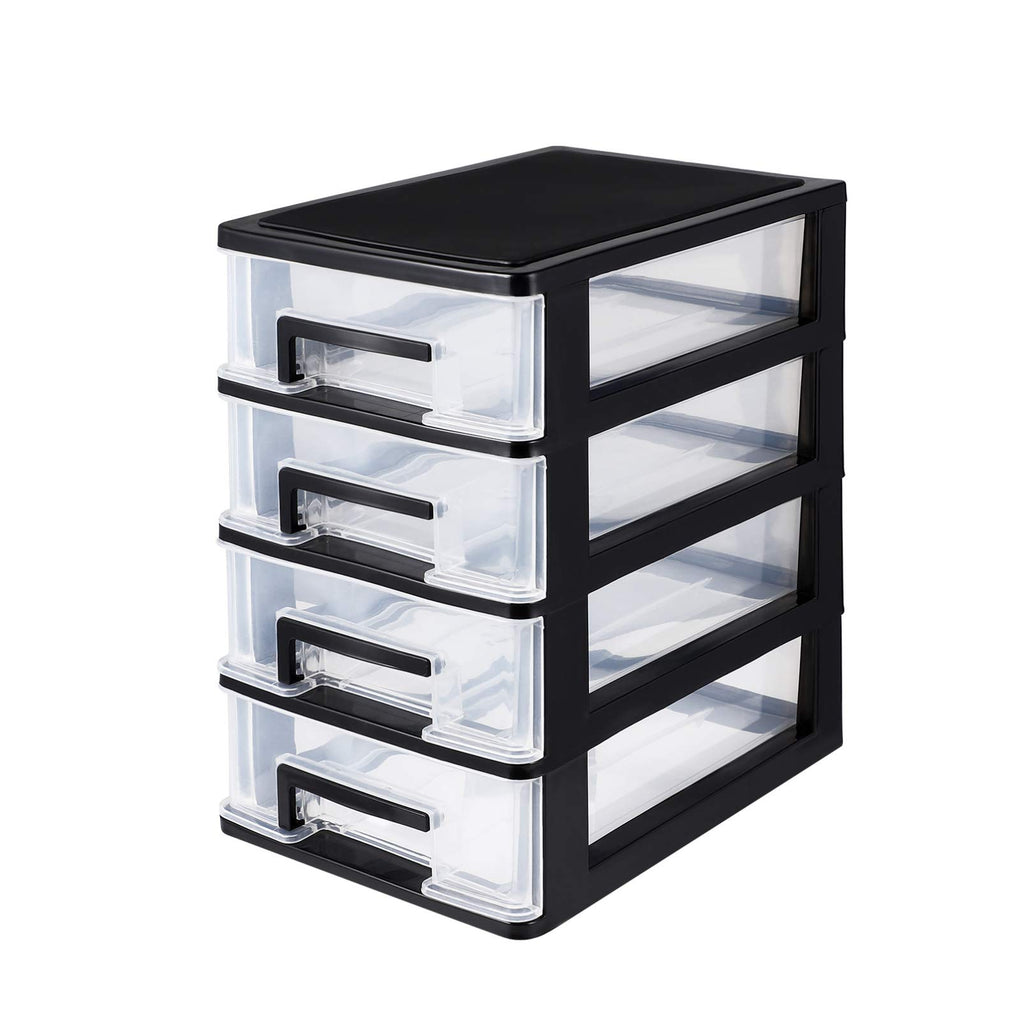 Black Transparent 4-Layer Plastic Drawer Storage Cabinet P5233