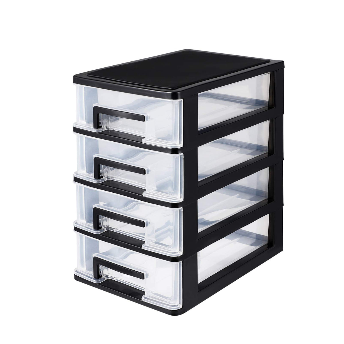 Black Transparent 4-Layer Plastic Drawer Storage Cabinet P5233