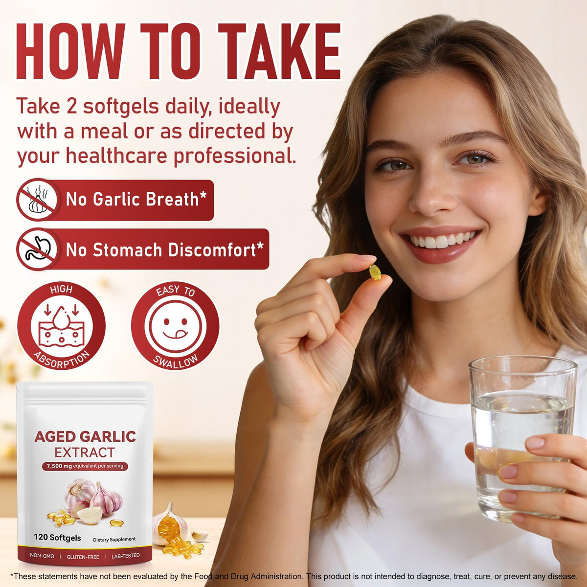 Aged Garlic Extract Capsules with Magnesium, Vitamin B1 & B9, 120 Count M981