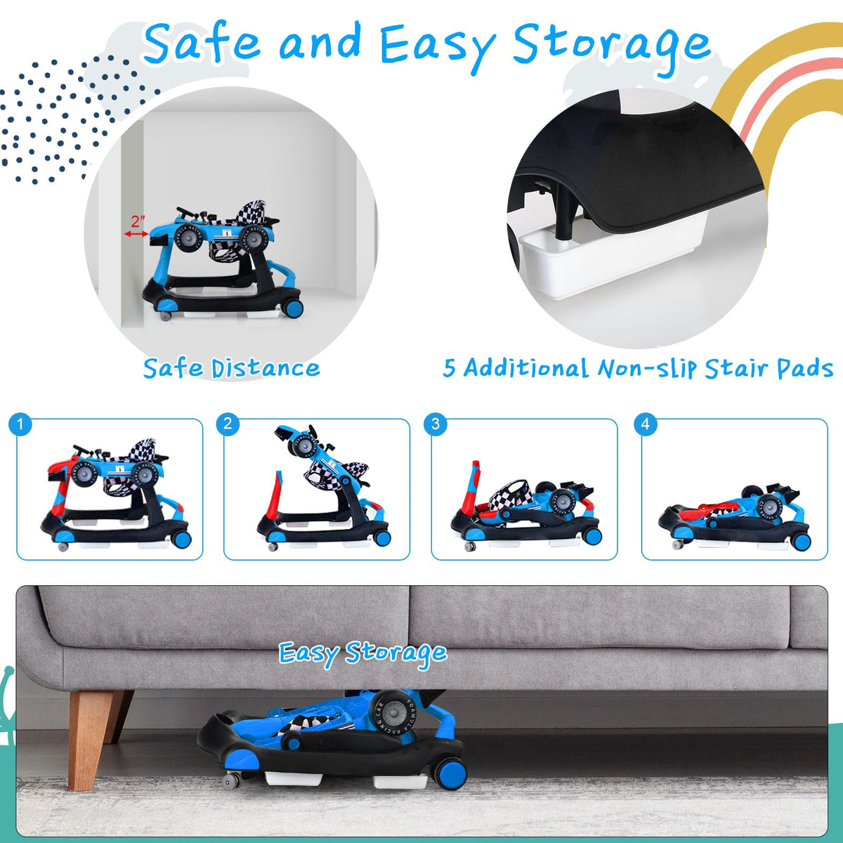 5-in-1 Foldable Baby Walker with Adjustable Height T681