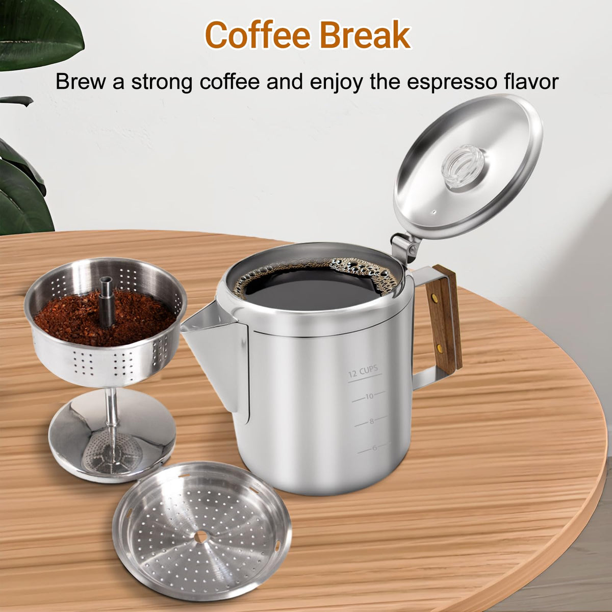 12 Cup Stainless Steel Percolator Coffee Pot E1781