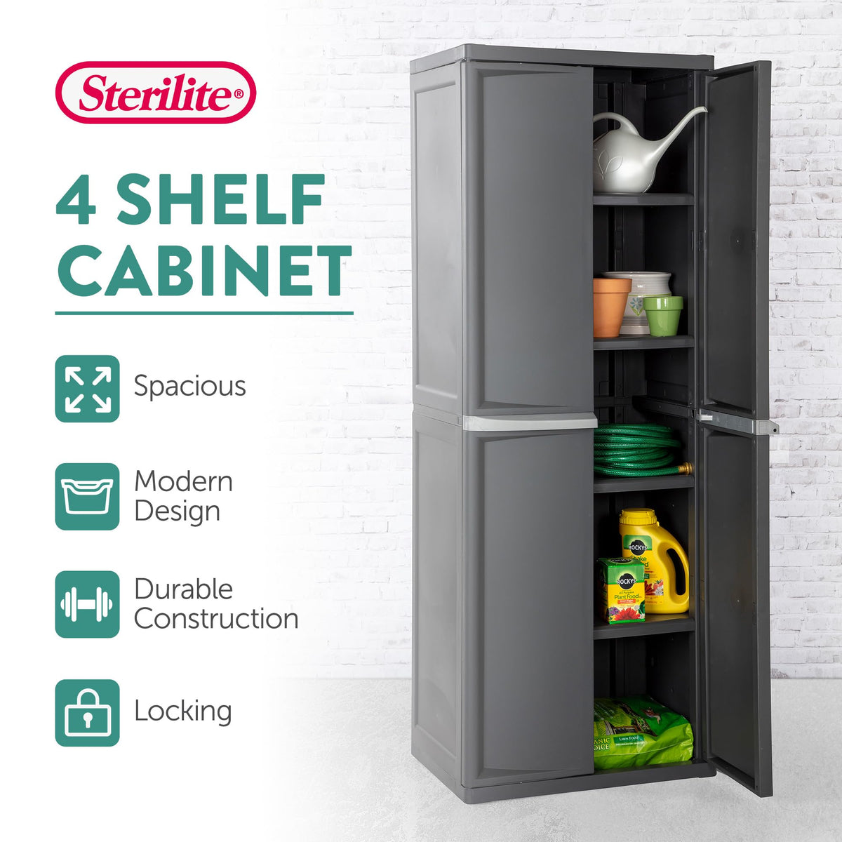 4 Shelf Lockable Utility Storage Cabinet N24365