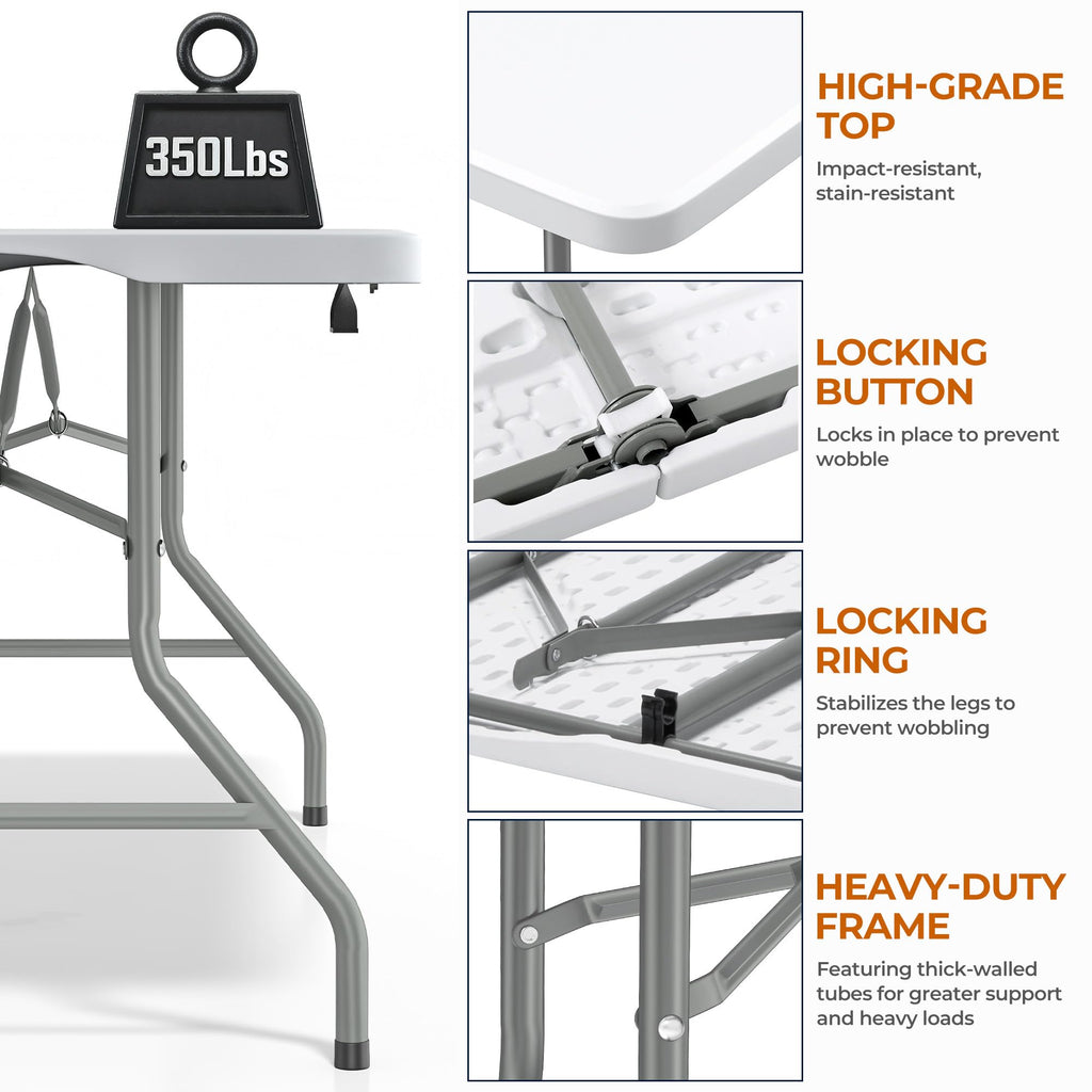 6ft Heavy Duty Folding Table White C616192