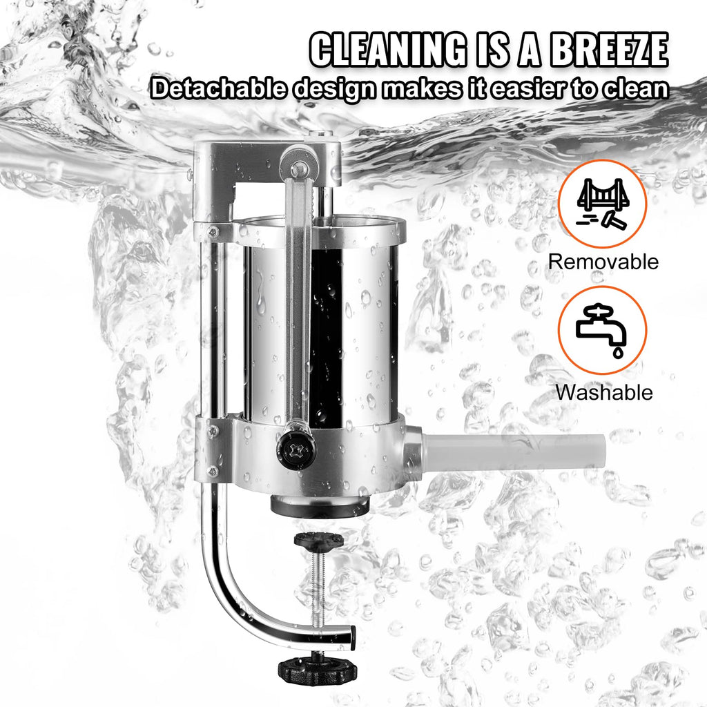 2.5LBS 304 Stainless Steel Vertical Sausage Stuffer with 3 Stuffing Tubes B831