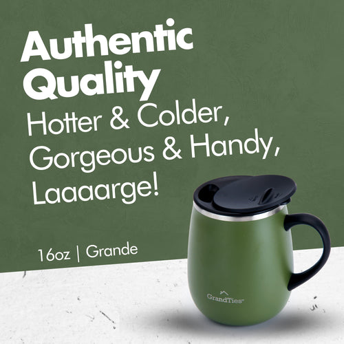 16 oz Insulated Stainless Steel Coffee Mug 2-Pack with Handle & Sliding Lid N57036