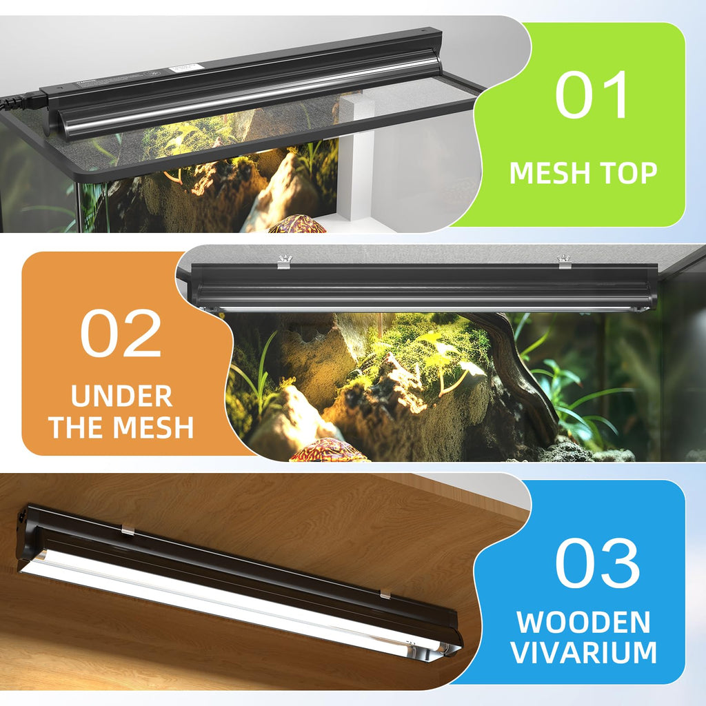 24W 10.0 T5 UVB Reptile Light Fixture Combo Kit 22inch Terrarium Hood K599090