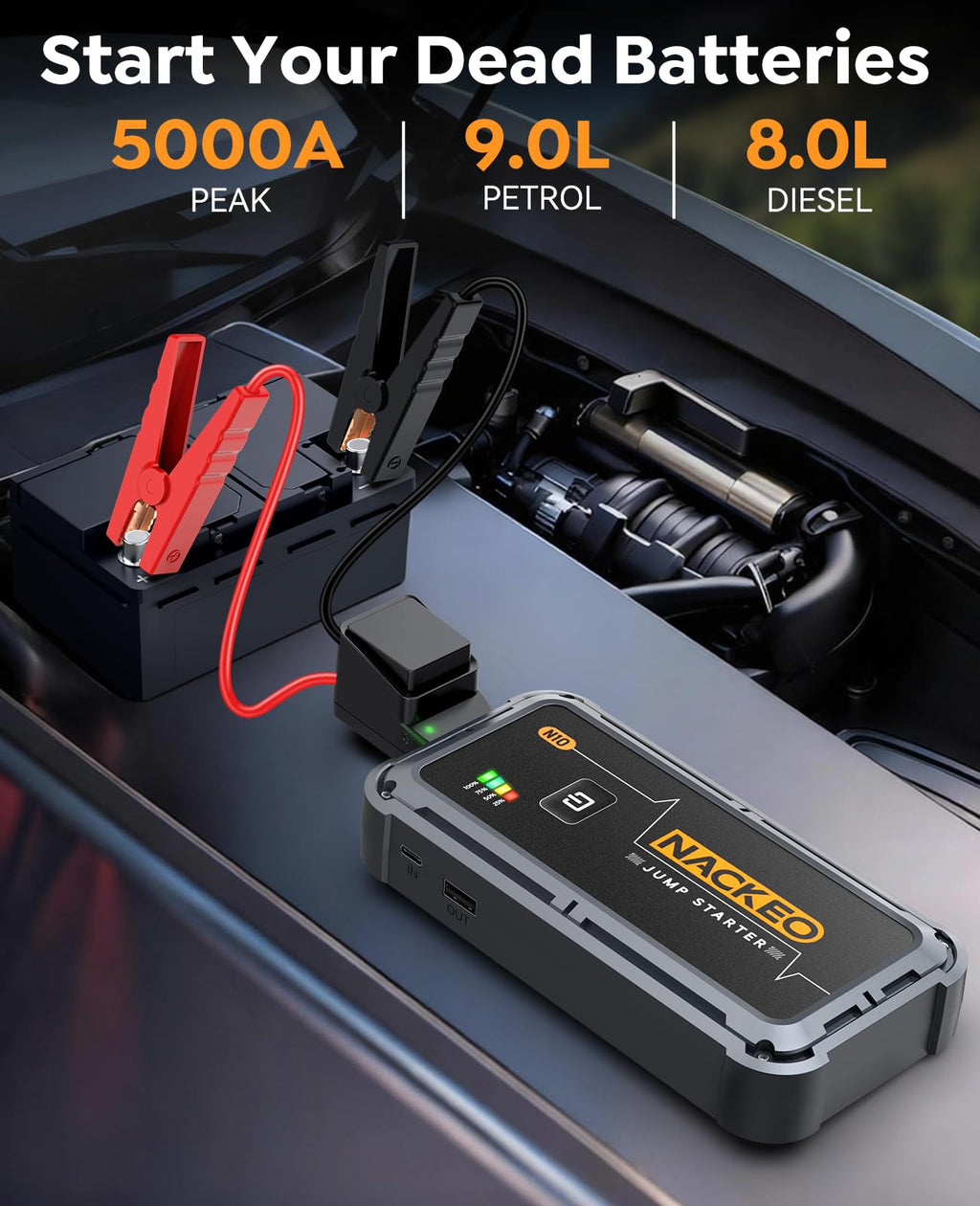 Portable Car Battery Jump Starter 5000A 12V S4127