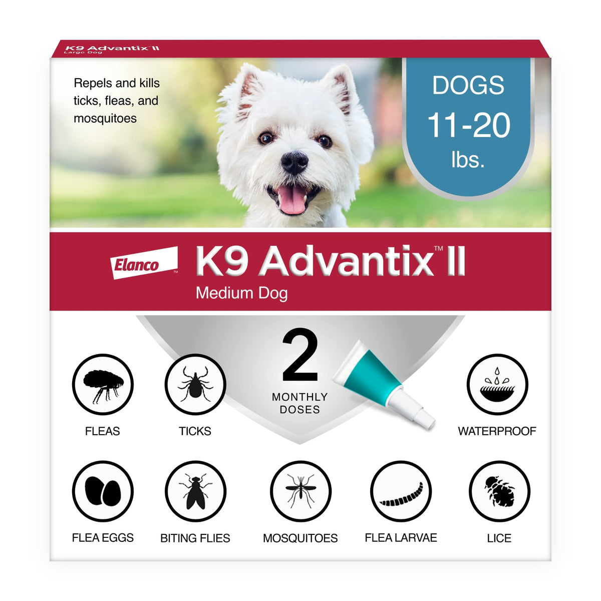 Flea & Tick Topical for Medium Dogs 11–20 lbs., 2ct O256