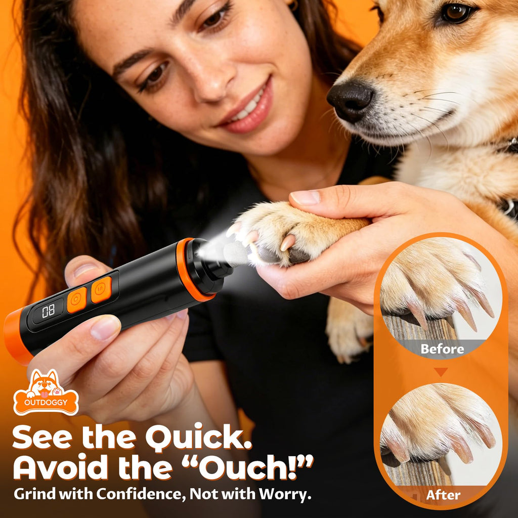 Dog Nail Grinder, Quiet 3-Speed with LED & Safety Guard B348886