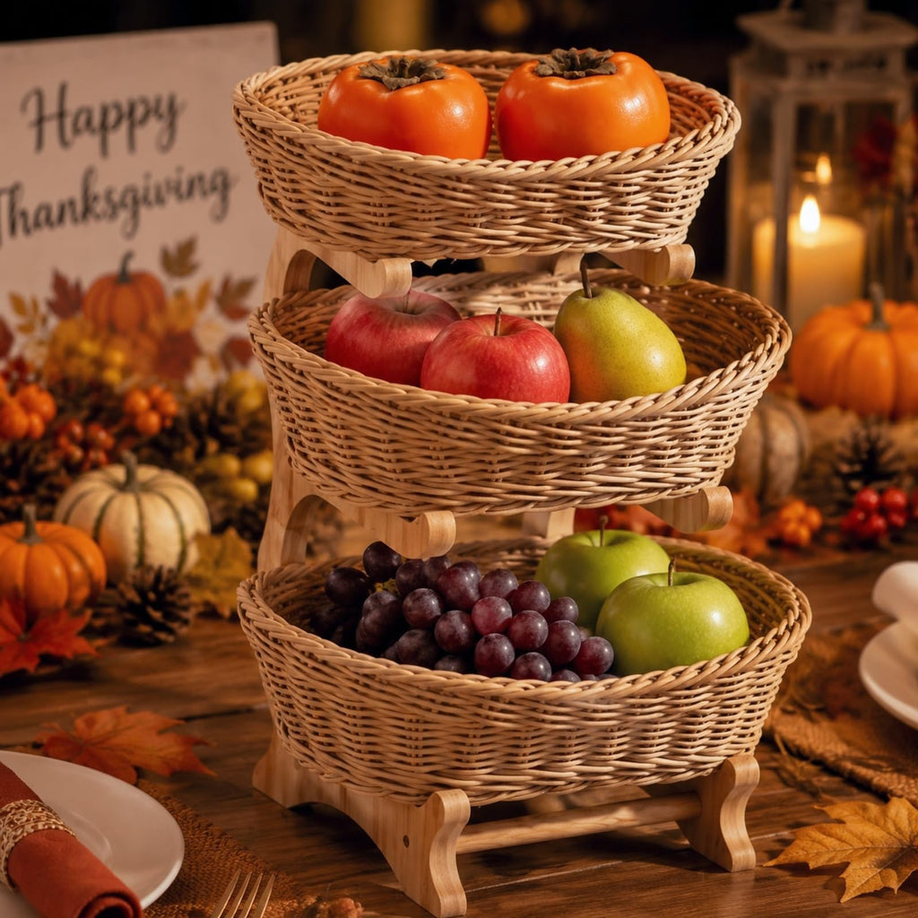 3 Tier Woven Fruit Basket Stand M79422