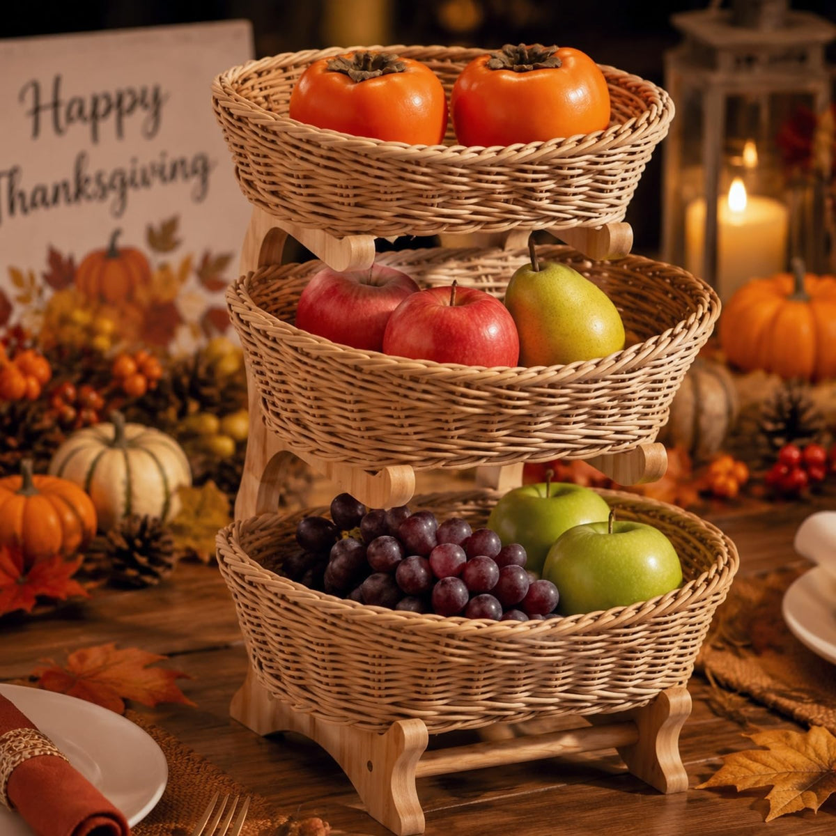 3 Tier Woven Fruit Basket Stand M79422