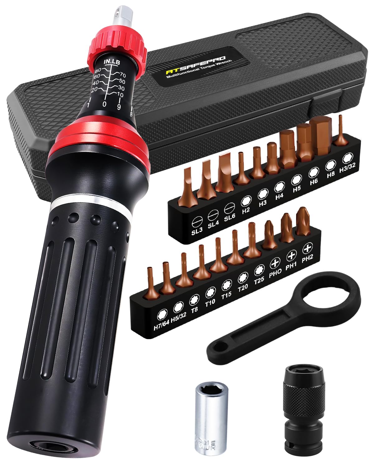 Torque Screwdriver 10-80 in.lb 1/4” Torque Driver Set with Bit Set J315