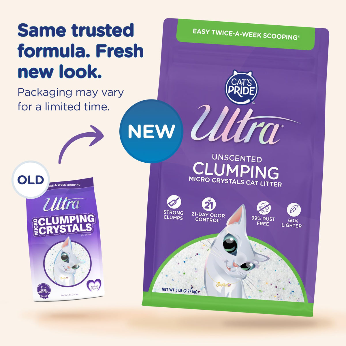 Clumping Micro Crystals Litter, Fragrance Free, 5lb Q34314