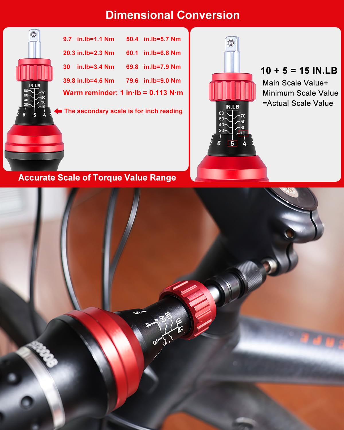 Torque Screwdriver 10-80 in.lb 1/4” Torque Driver Set with Bit Set J315