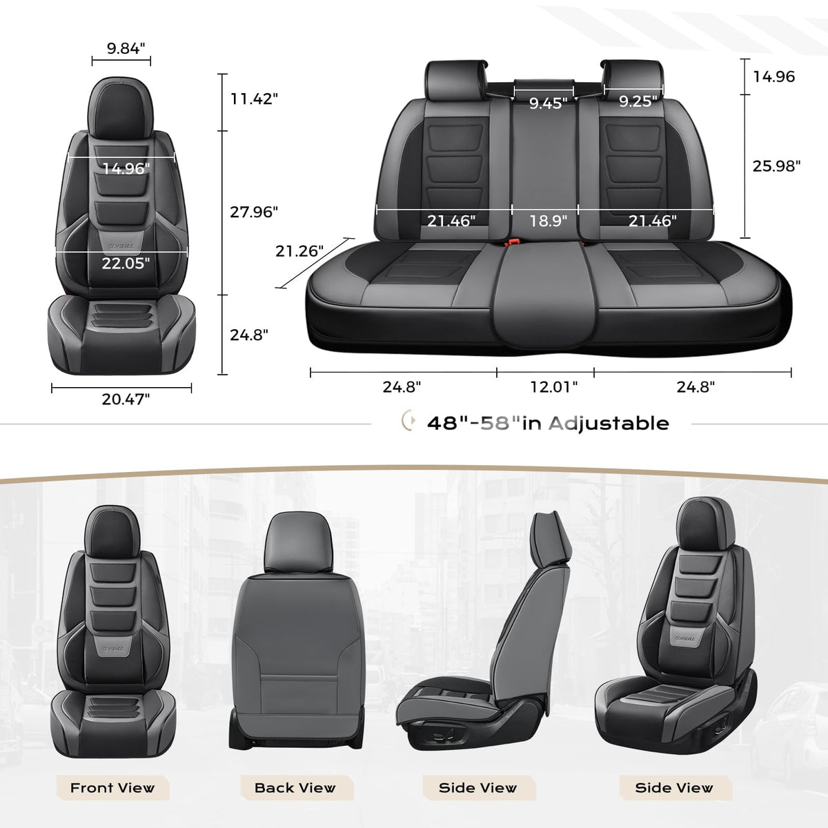 Waterproof Leather Car Seat Covers Full Set S191