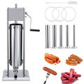 15LBS/7L Two Speed Stainless Steel Sausage Stuffer with 4 Stuffing Tubes Y297043