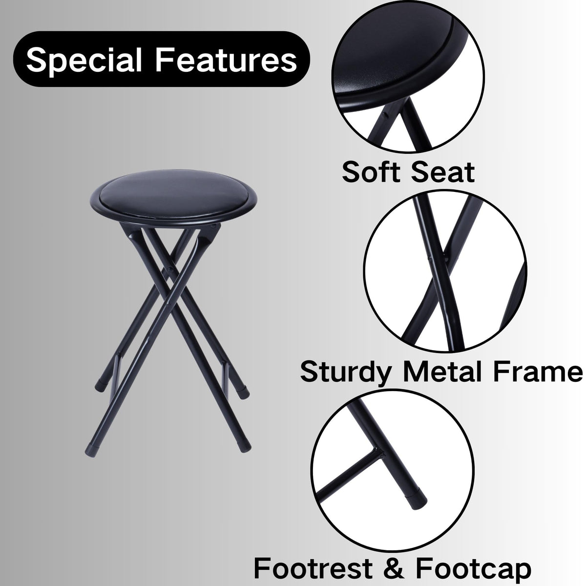 18-Inch Backless Folding Stools Set of 4 K24571