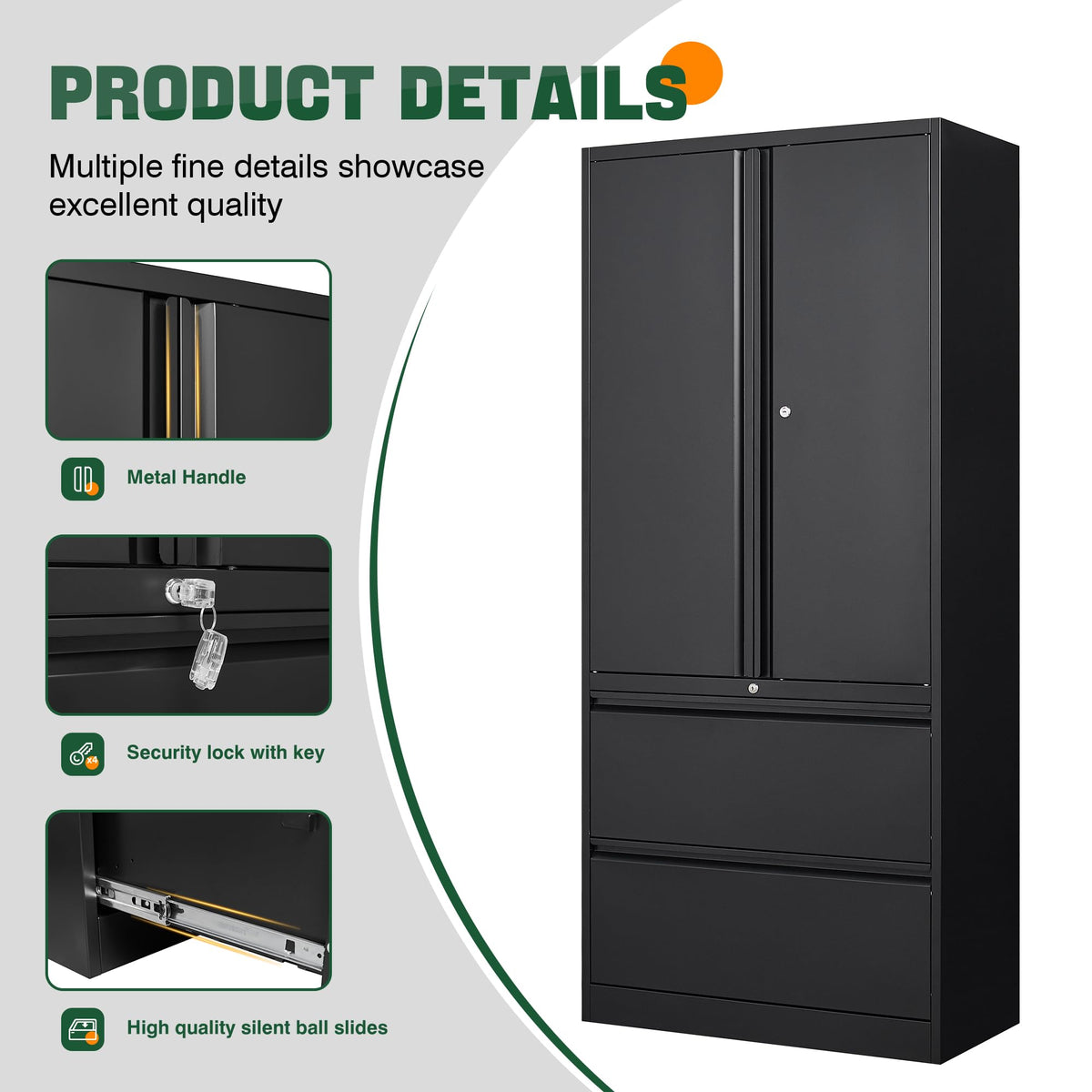 Metal 2 Drawer File Cabinet with Lock F471344