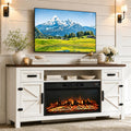 White 70 inch Fireplace TV Stand with Barn Door K868127